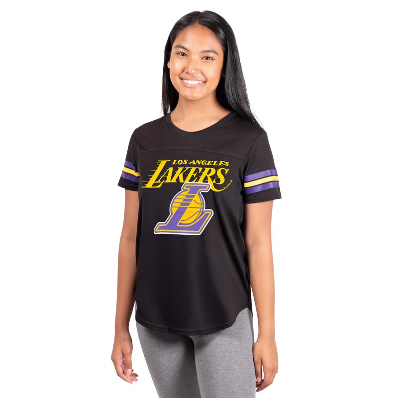 Ultra Game NBA Official Women's Soft Mesh T-Shirt, Los Angeles Lakers, Black, Medium - Image 1